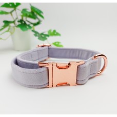 Handmade Soft Velvet Dog Collar | 3 Sizes | Colour: Light Lavender | Finish: Rose Gold