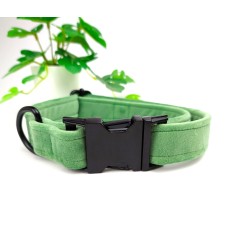 Handmade Soft Velvet Dog Collar | 3 Sizes | Colour: Pistachio Green | Finish: Black